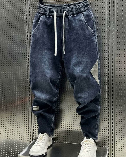 Fleece Padded Jeans Washed Loose Elastic