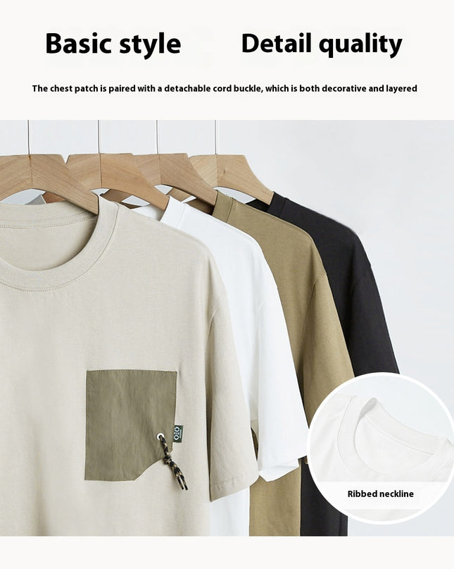 Contrast Color Patch Pocket Short Sleeve Heavy Cotton