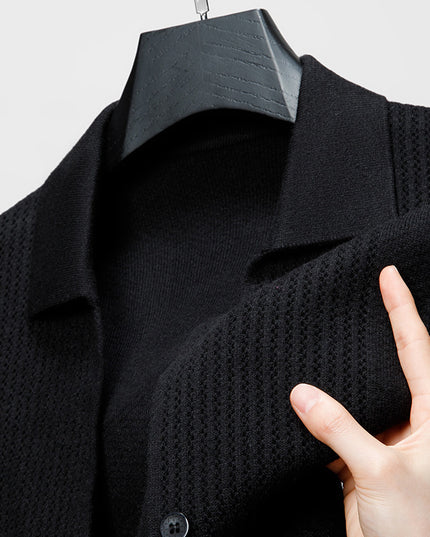Pure Color Knitted Cardigan For Young Men Korean Style Sweater Lapel