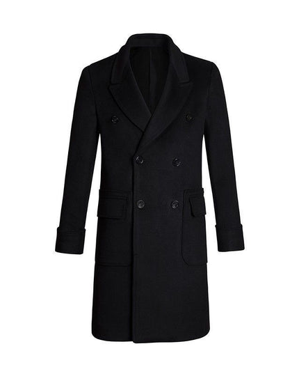 Slim Double Breasted Men's Autumn And Winter Woolen Trench Coat