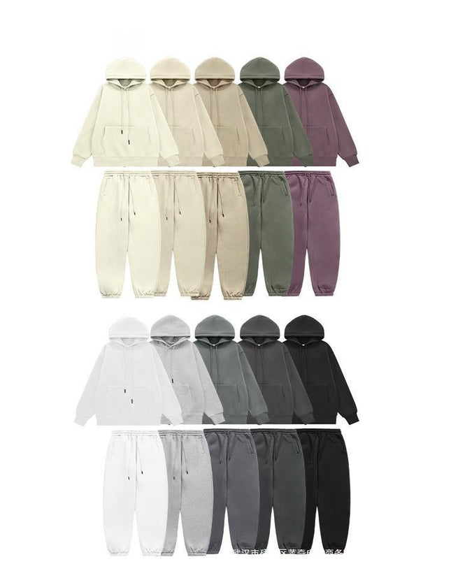 Fleece-lined Thick Hooded 10 Color Fleece Sweater Sweatpants