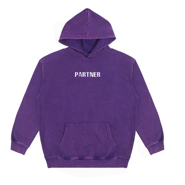 Loose Fitting Wax Printed Retro Vintage Vintage Hooded Sweatshirt For Men