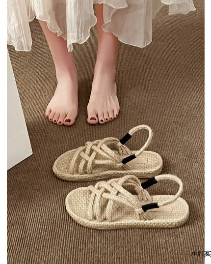 Braided Hemp Rope Sandals Female Student All-matching