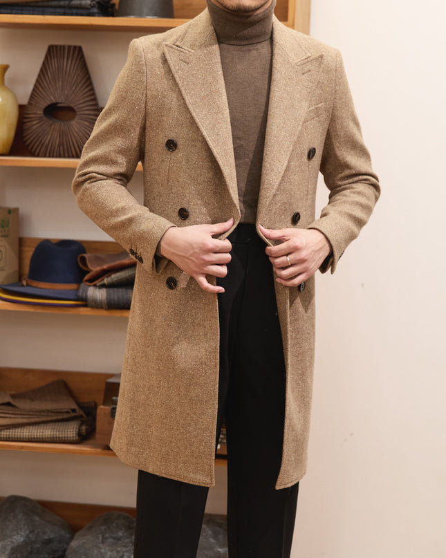 Autumn And Winter Brown Bar MACN Warm Wool Overcoat