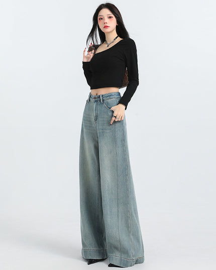 Spring New Straight Pants Mopping Jeans Trousers Lengthened