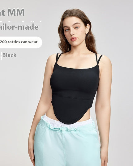 European And American Rib Plus Size Yoga Straps Outer Wear Plus-sized Chest Pad Fake Two Pieces Sexy Beauty Back Fat Sister Slimming Top
