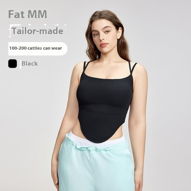 European And American Rib Plus Size Yoga Straps Outer Wear Plus-sized Chest Pad Fake Two Pieces Sexy Beauty Back Fat Sister Slimming Top