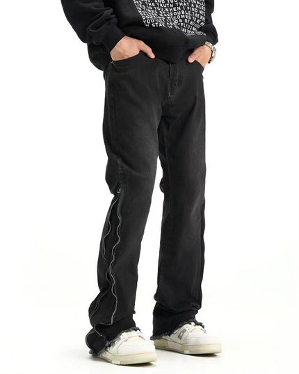 High Street Side Zipper Design Jeans American Style