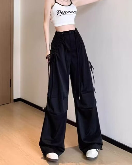 Light Gray Overalls Straight Loose Wide-leg Casual Pants