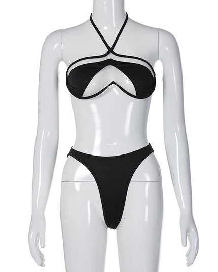 AliExpress Hot-selling New Arrival Summer Bikini Women's Clothing Sexy Halter Sheer Mesh Beach Swimsuit Foreign Trade