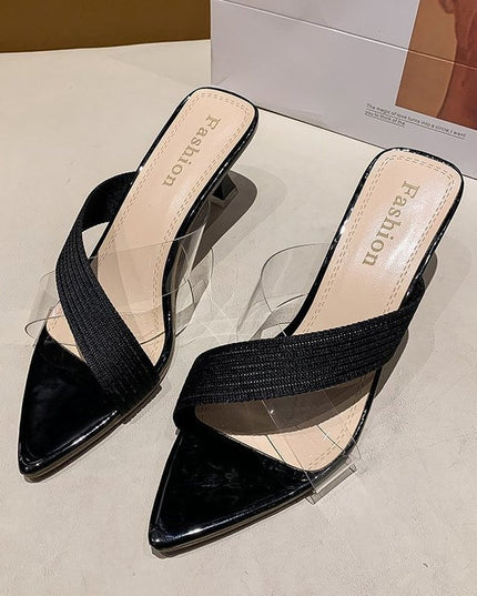 Pointed Stiletto Transparent Cross-strap Sandals And Slippers Women