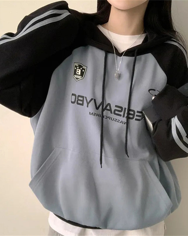 Thin Stitching Velvet Padded Hooded Sweatshirt Women