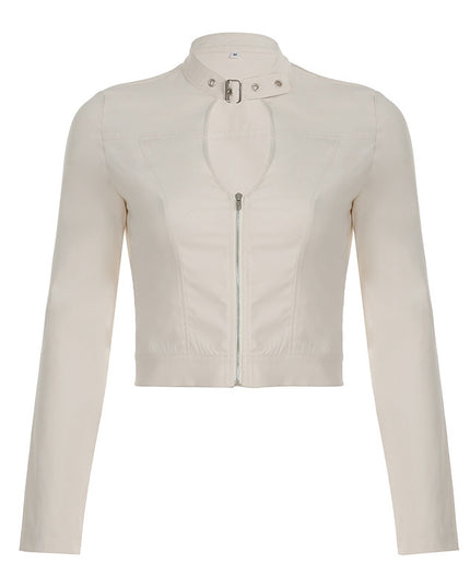 European And American Hot Girl Fan Solid Color Jacket Small Stand Collar