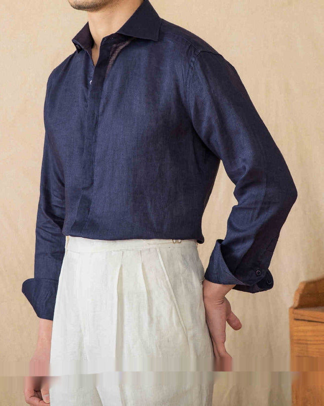 Linen All-matching Solid Color Long Sleeve Shirt