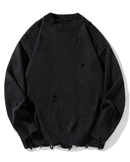 Irregular Hollow-out Ripped Chenille Velvet Sweater
