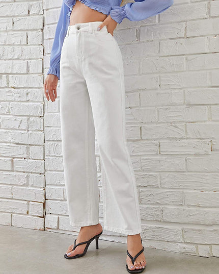 Washed Fashion Straight Jeans Women's Mid Waist