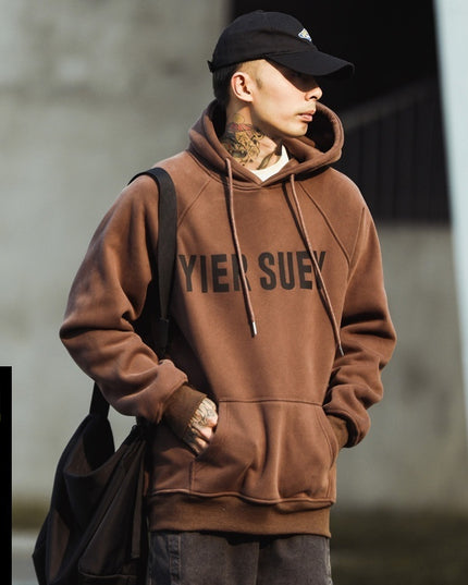 Vintage Fleece-lined Hoodie Thick Coat American Fashion Brand Top