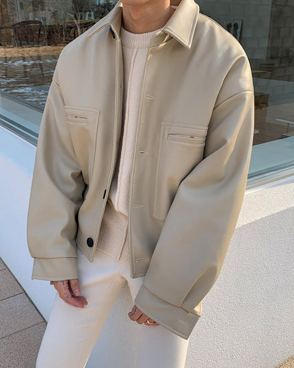 Men's Loose And Warm Leather Jacket