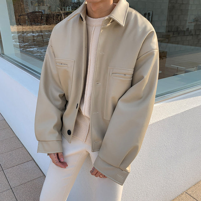 Men's Loose And Warm Leather Jacket