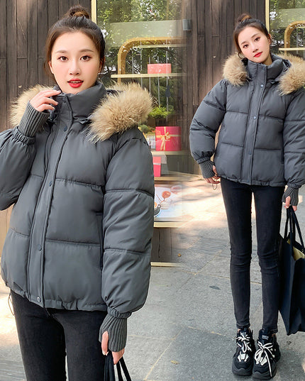 Loose Hooded Gloves Thickened Thermal Quilted Jacket Coat For Women