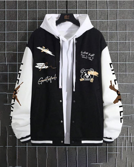 Men's Baseball Uniforms Coat American High Street Pu Baggy Casual Jacket