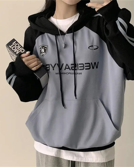 Thin Stitching Velvet Padded Hooded Sweatshirt Women