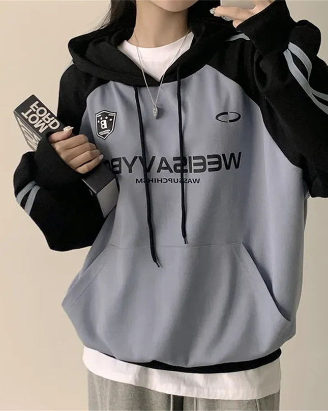 Thin Stitching Velvet Padded Hooded Sweatshirt Women