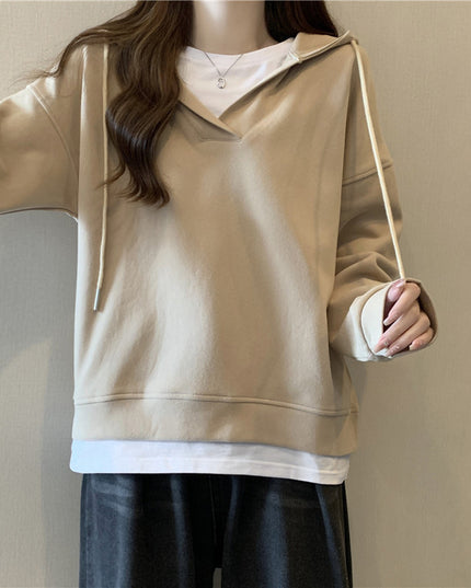 Loose Slimming Patchwork Fake Two-piece Top