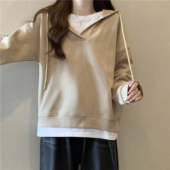 Loose Slimming Patchwork Fake Two-piece Top