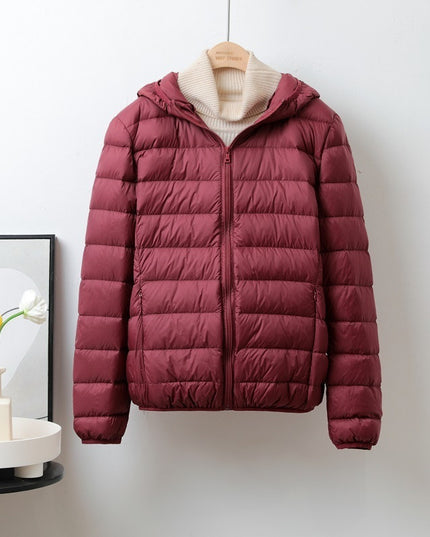 Lightweight Down Jacket Women's Short Stand Collar Hooded