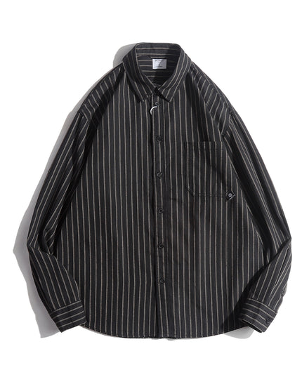 Spring And Autumn Japanese Retro Striped Shirt