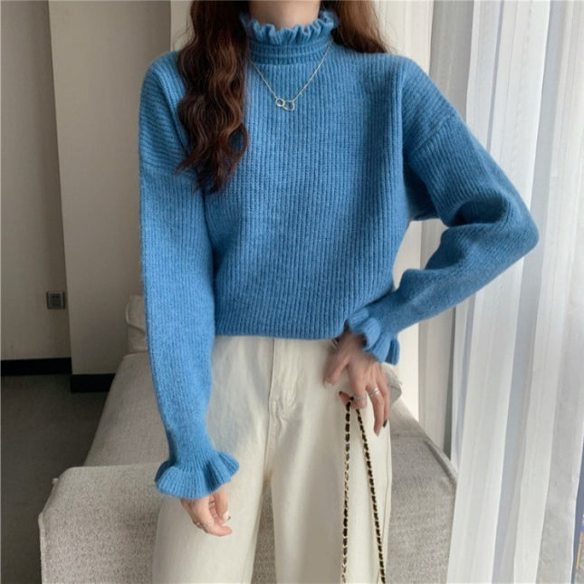 Red Wooden Ear Half Turtleneck High-grade Sweater Sweater
