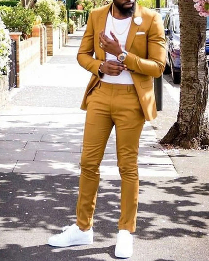 Two-piece Digital Printing Suit With Two Buttons Suit
