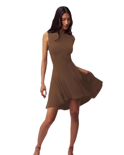 Sleeveless Sexy Hot Girl Off-neck Dress Waist Slimming Back