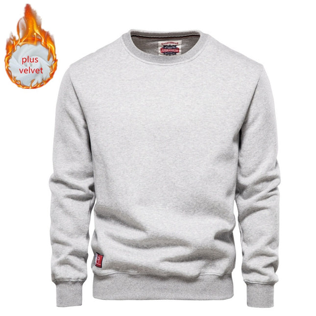 Men's Solid Color Pullover Sports Round Neck Bottoming Shirt Sweater