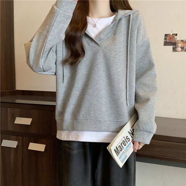 Loose Slimming Patchwork Fake Two-piece Top