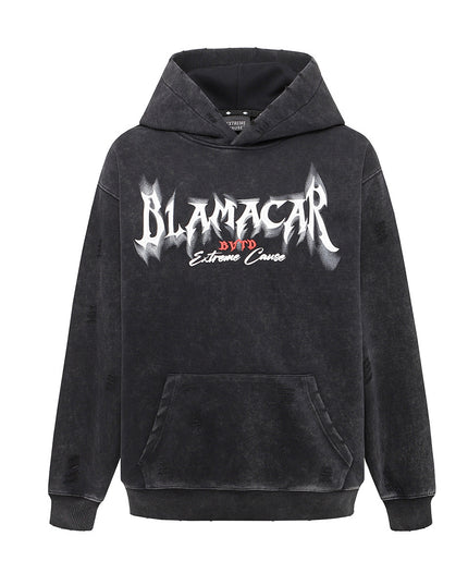American Retro Heavy Washed Hoodie Design Sense Printed Hoodie