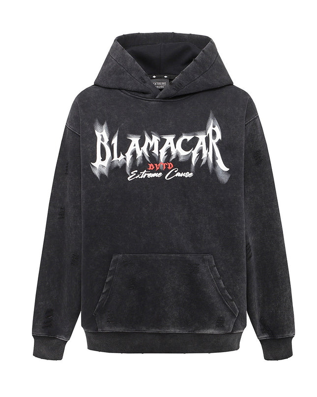 American Retro Heavy Washed Hoodie Design Sense Printed Hoodie