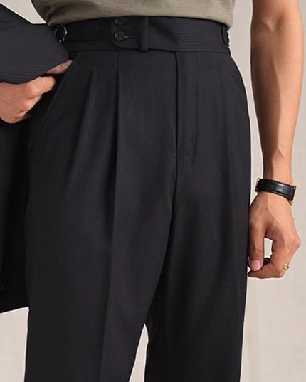 Retro Casual Business Non-ironing Mid-waist Wool Suit Pants