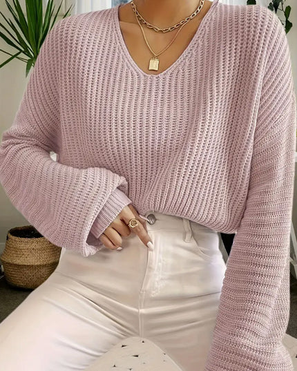Solid Color Long Sleeve Pullover Loose Casual Women
