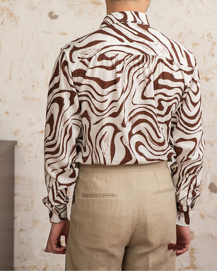 Linen Blended Breathable Draping Bow Tie Shirt