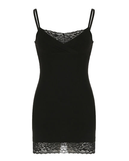 European And American Hot Girl Sexy Lace Stitching Sling Dress Women
