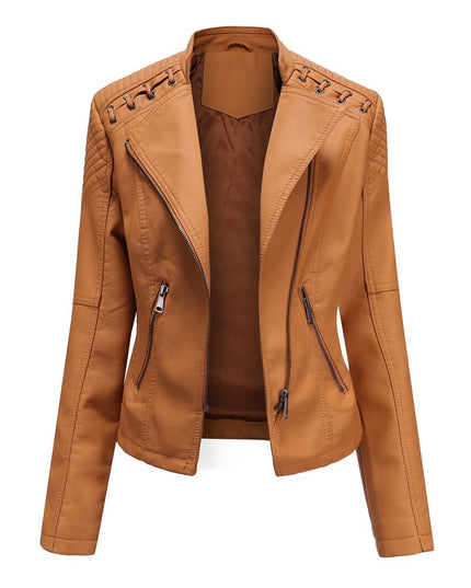 Slim Fit Thin Leather Coat Women's Motorcycle Clothing