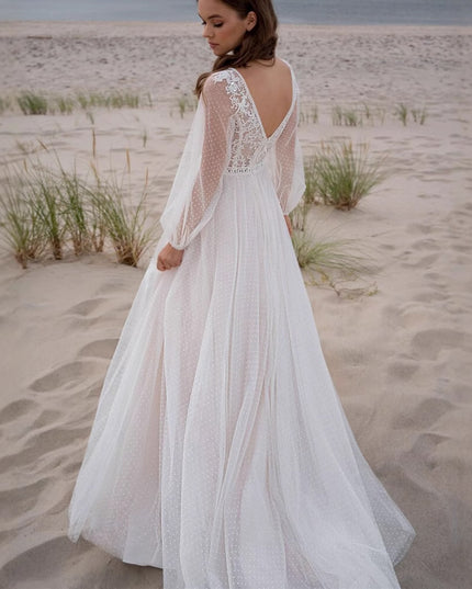 Wish Mesh Split New Light Women's Wedding Dress