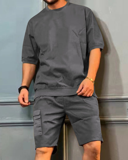 Men's Workwear Multi-pocket Shorts Tracksuit