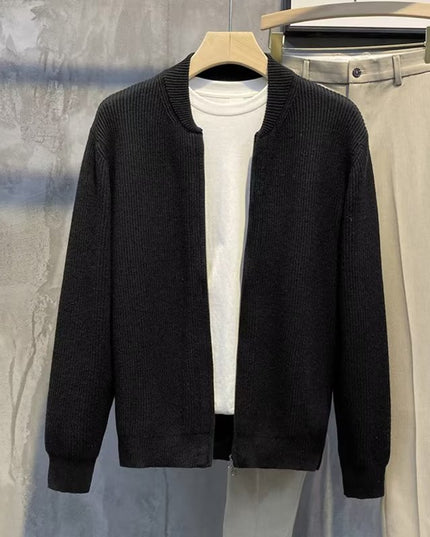 Double Zipper Cardigan Sweater Men's Knitwear Coat