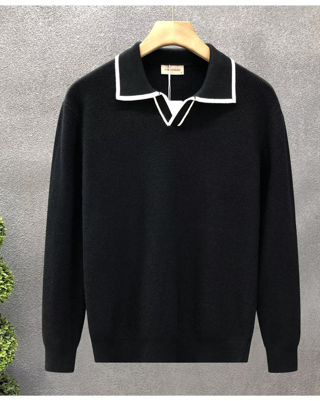 Lightly Mature Casual Polo Collar Sweater Men