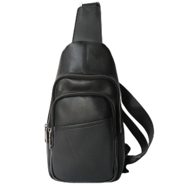 Black Top Layer Cow Leather Japanese Casual Bag