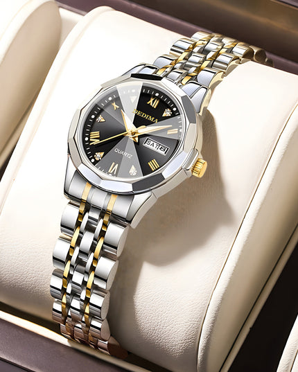 Diamond Double Calendar Waterproof Luminous Watch