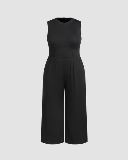 Women's Fashion Casual Pure Color All-matching Jumpsuit